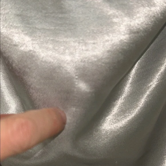 Silver Satin Women's Blouse with Draped Neckline NWT - Picture 8 of 9